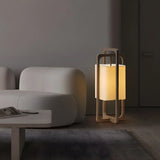 Modern Rectangular Wooden Frame Lihou Floor Lamp Image - 2