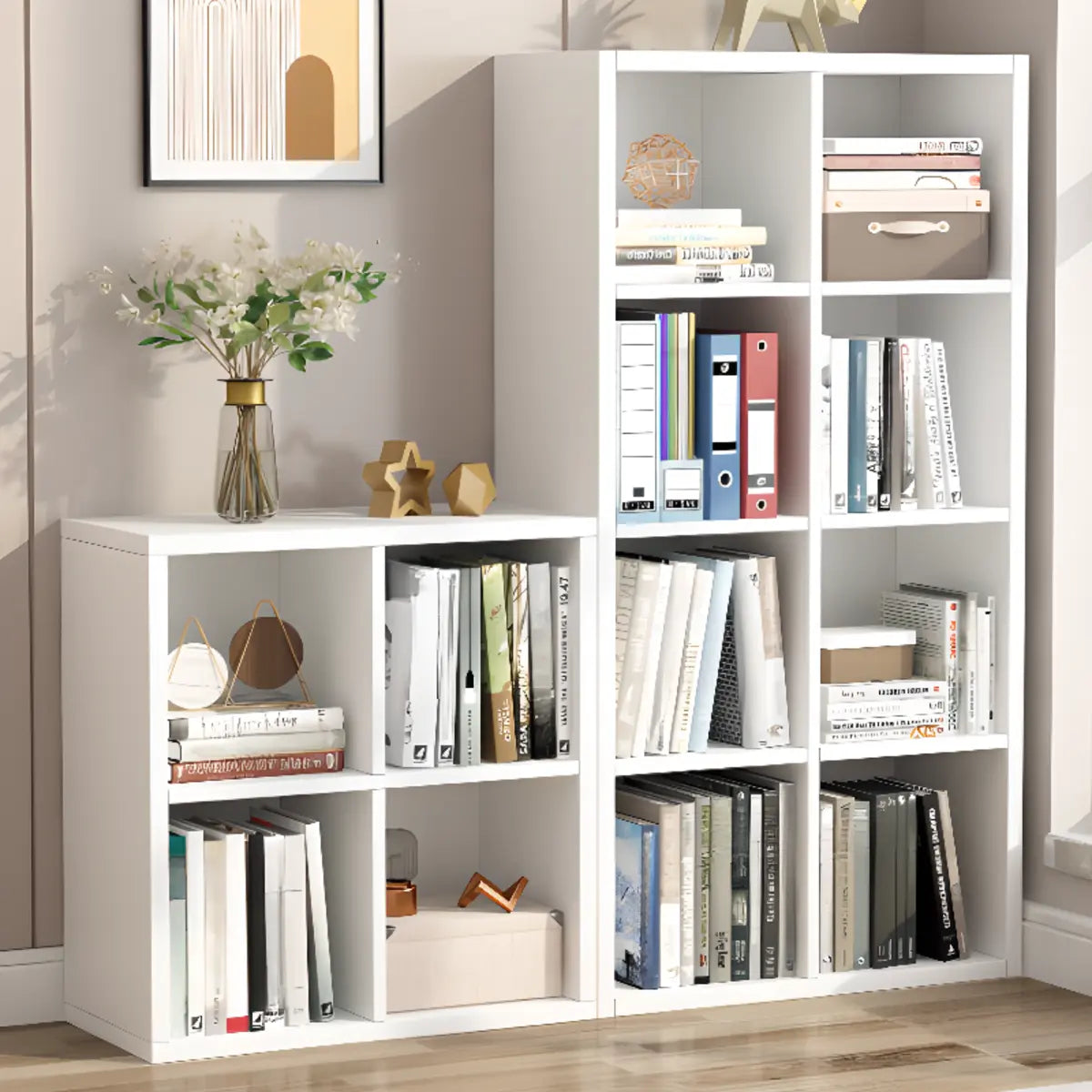 Modern Rectangular Wooden Vertical Storage Bookcase Image - 6