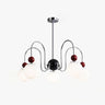 Modern Red 8 Lights White Globe Glass Chandelier Image - 6