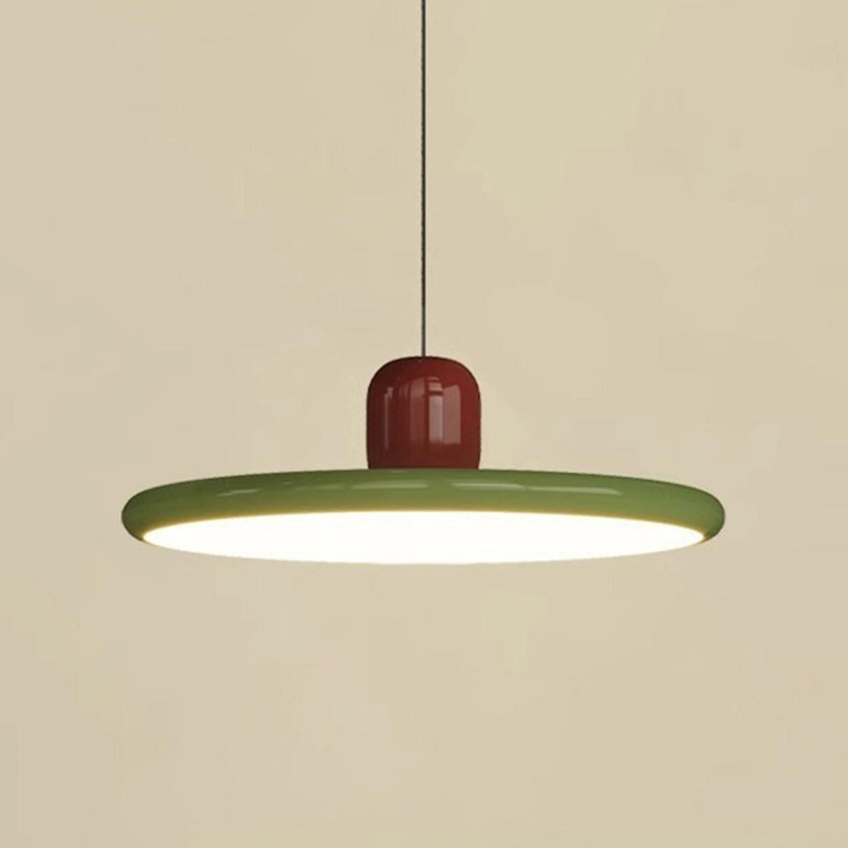 Modern Red and Green Disc Acrylic Pendant Light Image - 14