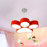 Modern Red Cat Paw LED Acrylic Children Room Pendant Light Image - 1