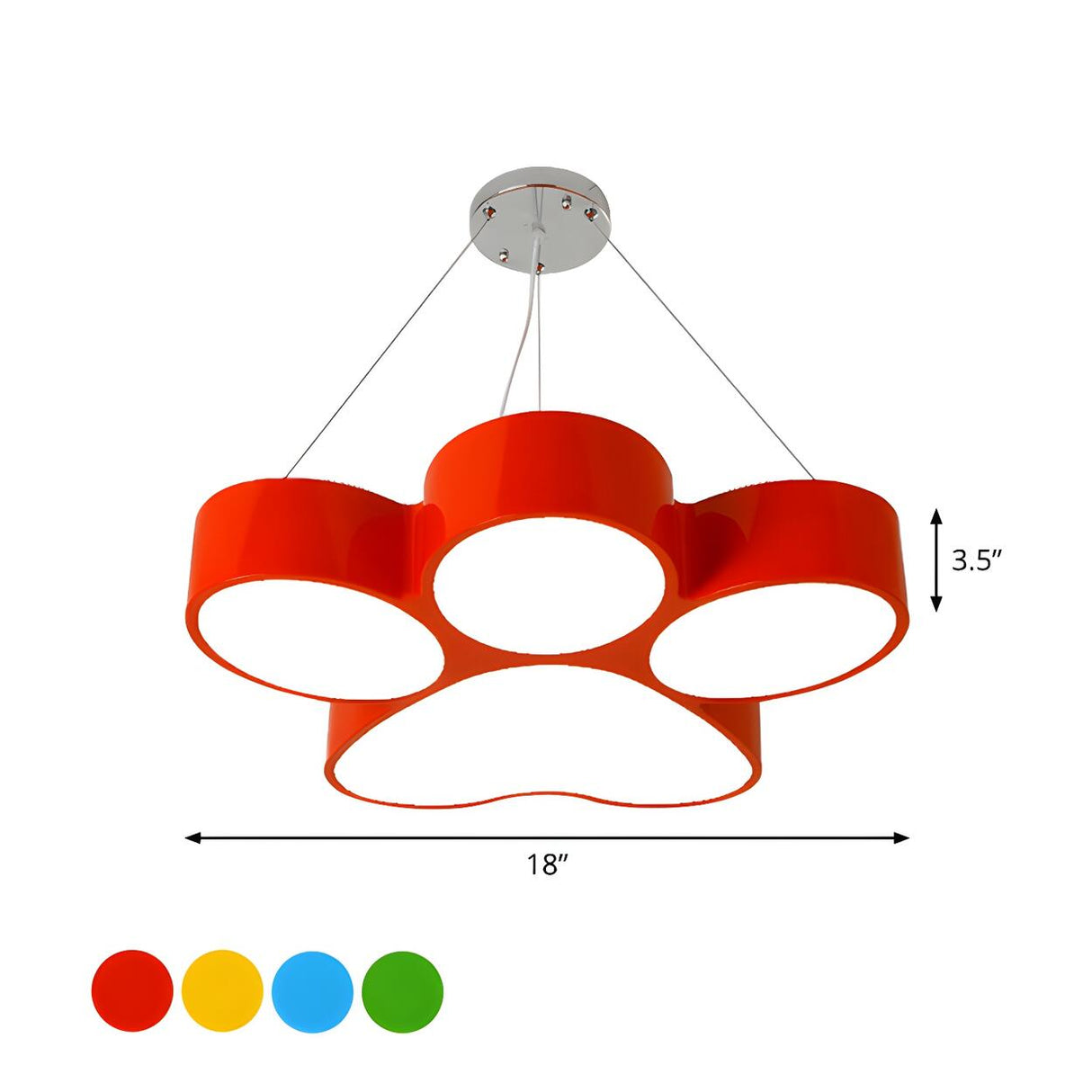 Modern Red Cat Paw LED Acrylic Children Room Pendant Light 