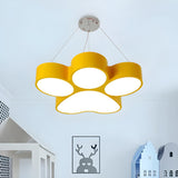 Modern Red Cat Paw LED Acrylic Children Room Pendant Light Image - 4