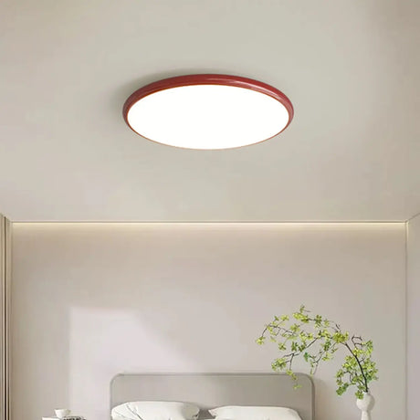 Modern Red Circle Metal LED Flush Mount Ceiling Light Image - 2