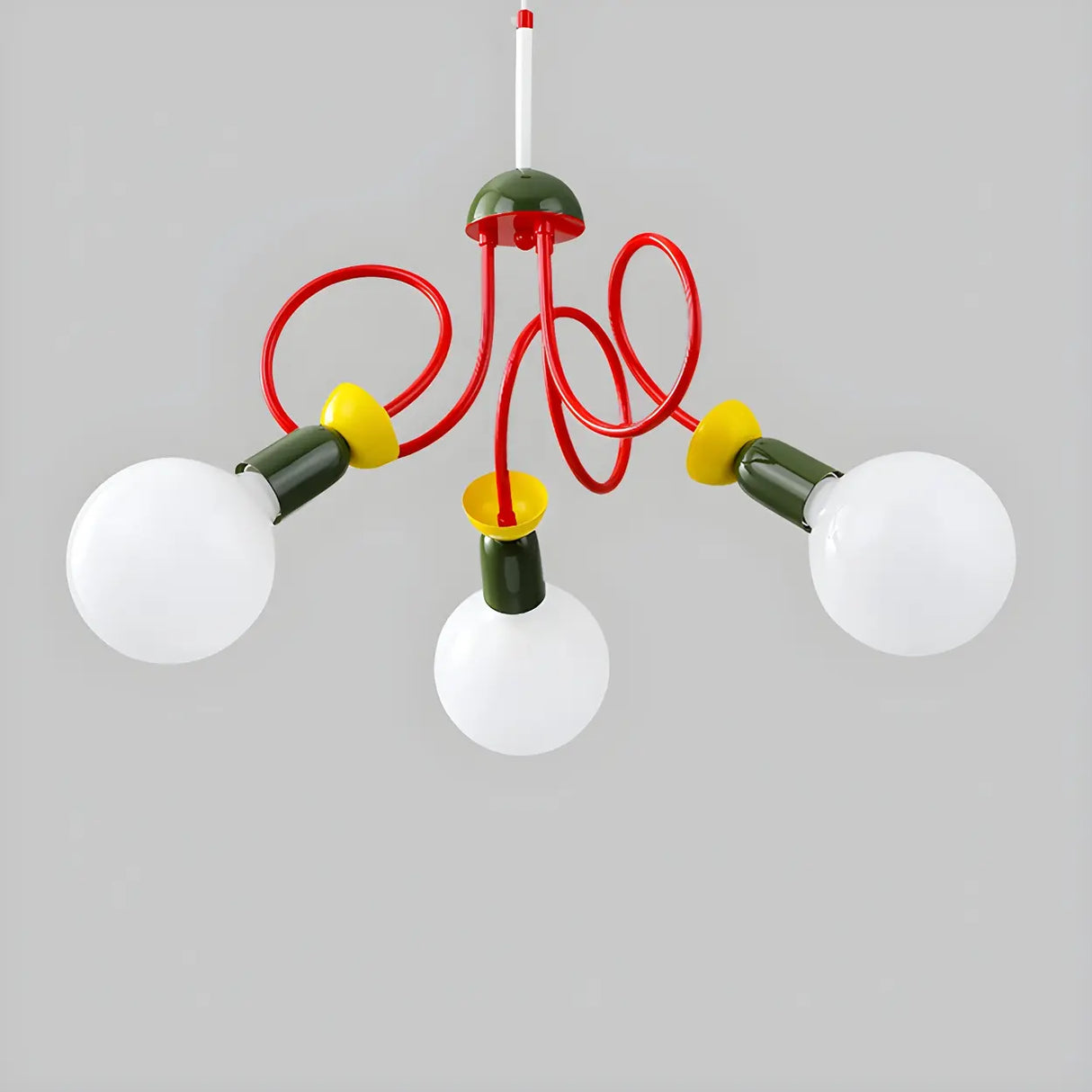 Modern Red Colorful Kids Room Globe Chandelier Image - 11