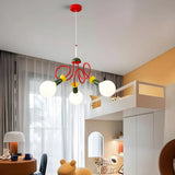 Modern Red Colorful Kids Room Globe Chandelier Image - 13