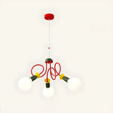 Modern Red Colorful Kids Room Globe Chandelier Image - 2