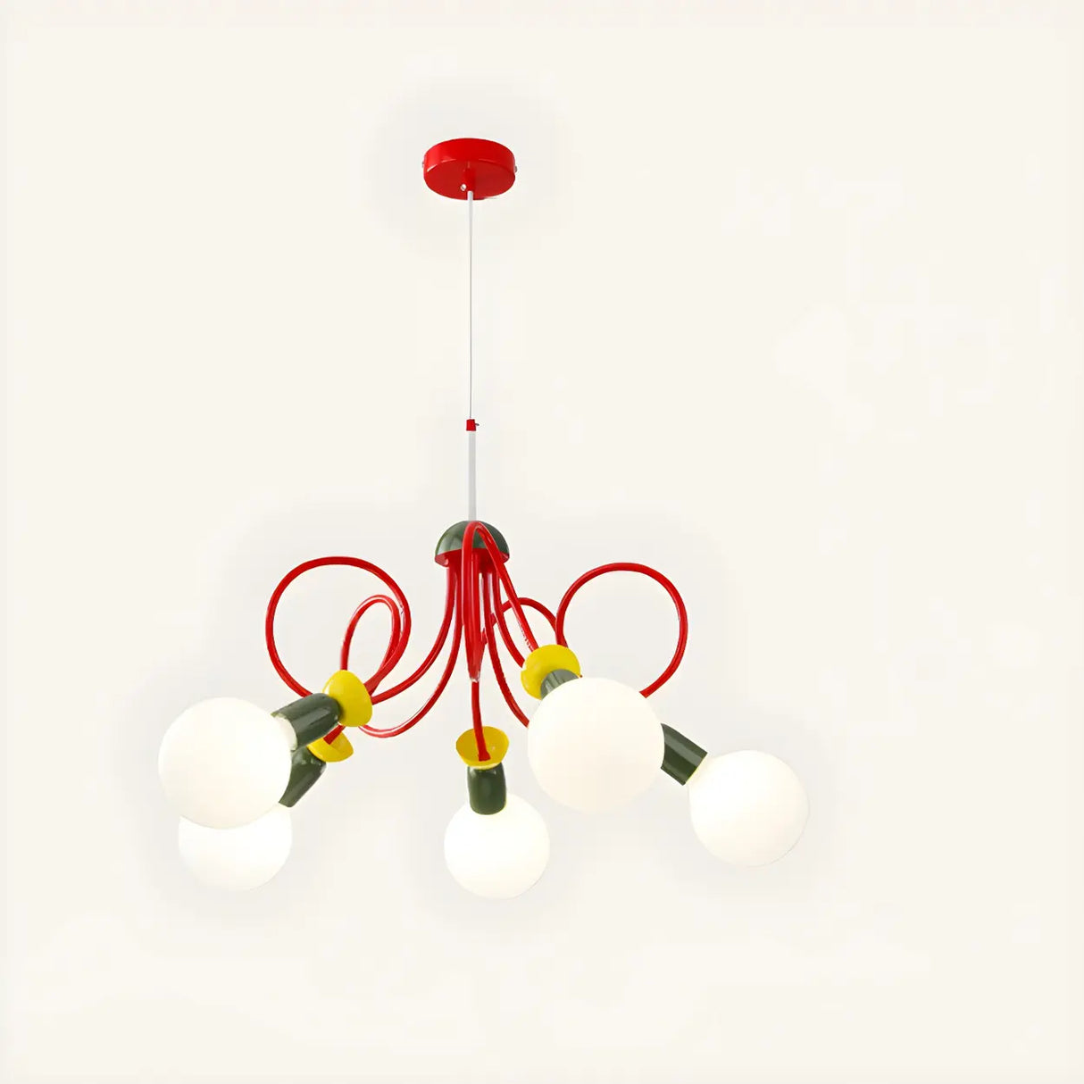 Modern Red Colorful Kids Room Globe Chandelier Image - 3