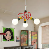 Modern Red Colorful Kids Room Globe Chandelier Image - 4