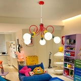 Modern Red Colorful Kids Room Globe Chandelier Image - 6