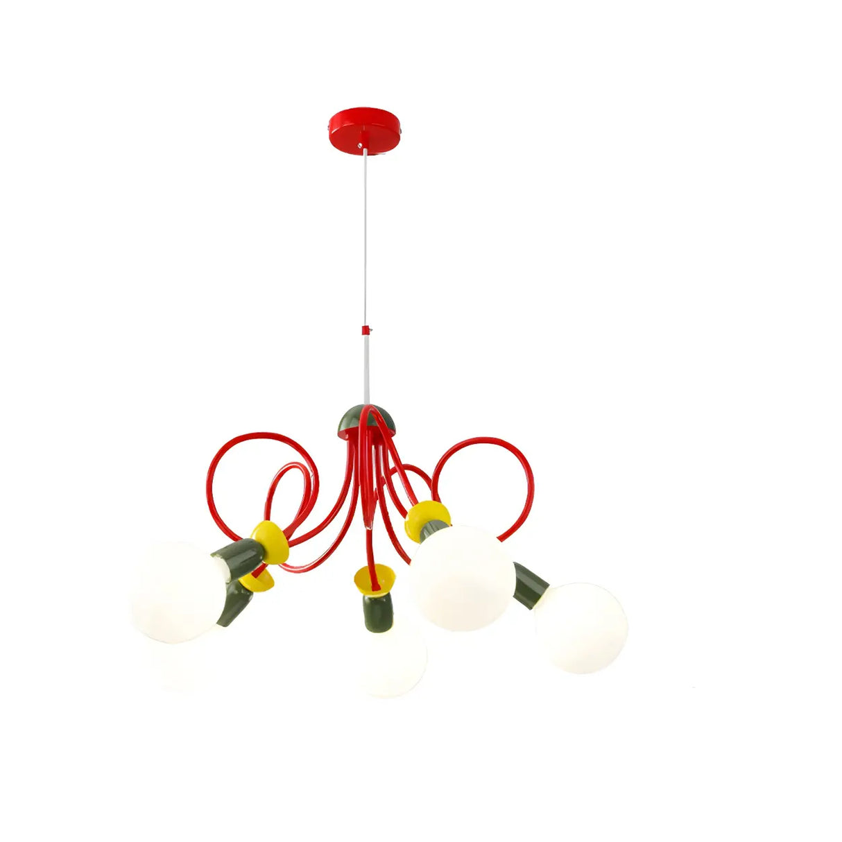 Modern Red Colorful Kids Room Globe Chandelier Image - 7