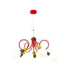 Modern Red Colorful Kids Room Globe Chandelier Image - 7