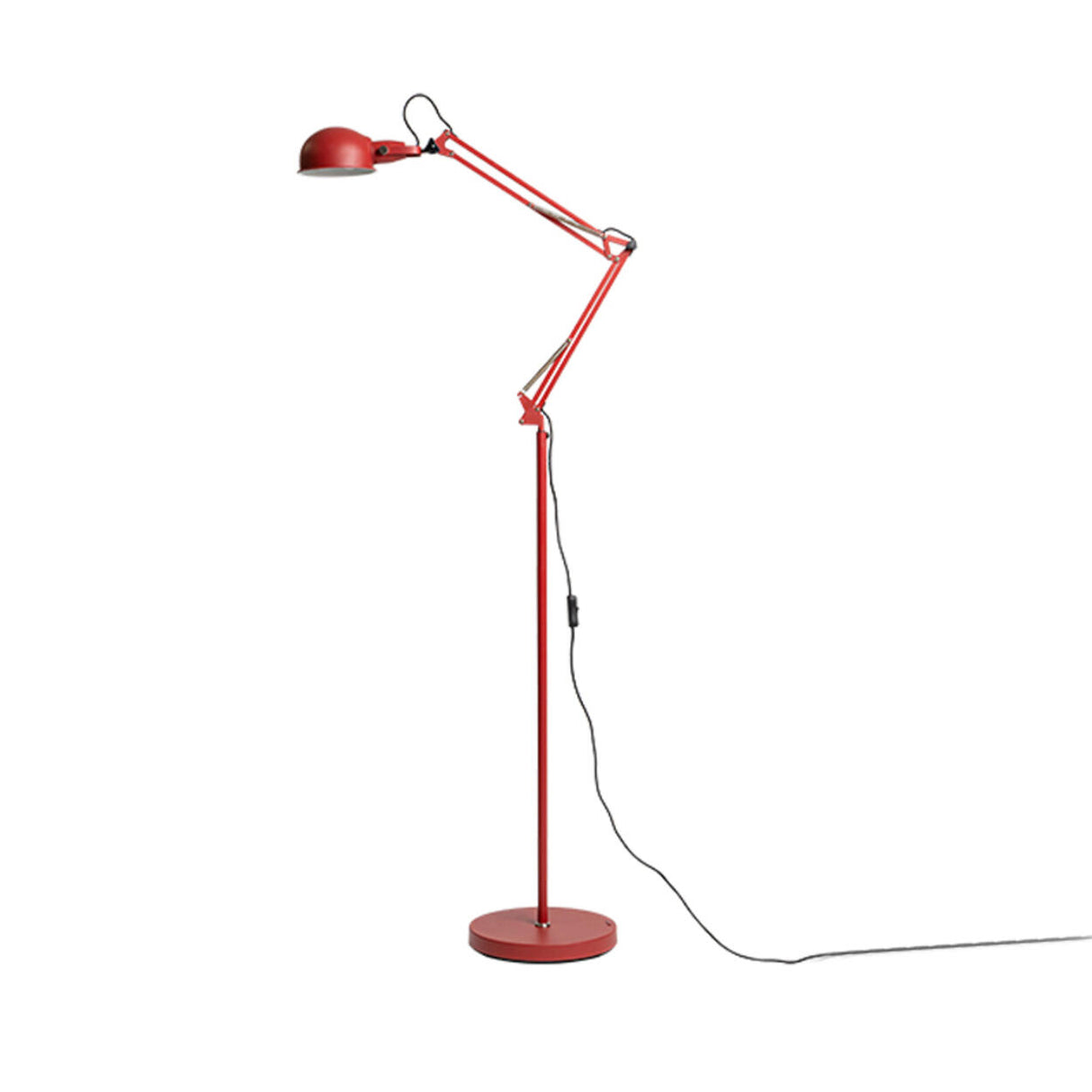 Modern Red Dome Metal Floor Lamp Adjustable Swing Arm Image - 5