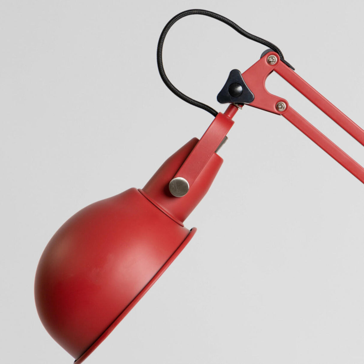 Modern Red Dome Metal Floor Lamp Adjustable Swing Arm Image - 9