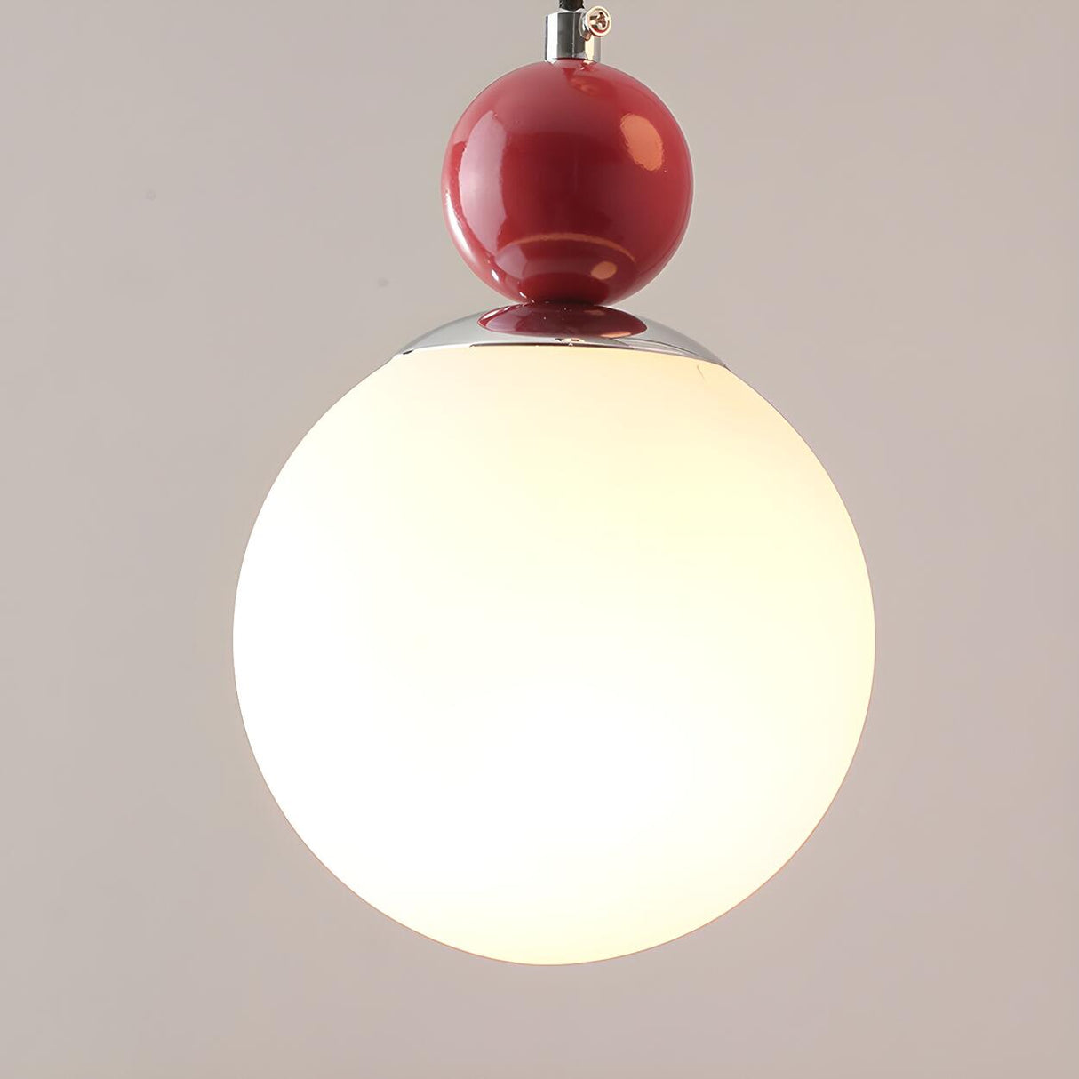 Modern Red Globe White Glass Dining Room Pendant Light Image - 10