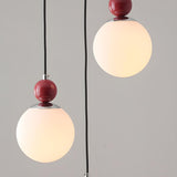 Modern Red Globe White Glass Dining Room Pendant Light Image - 12