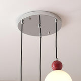 Modern Red Globe White Glass Dining Room Pendant Light Image - 13