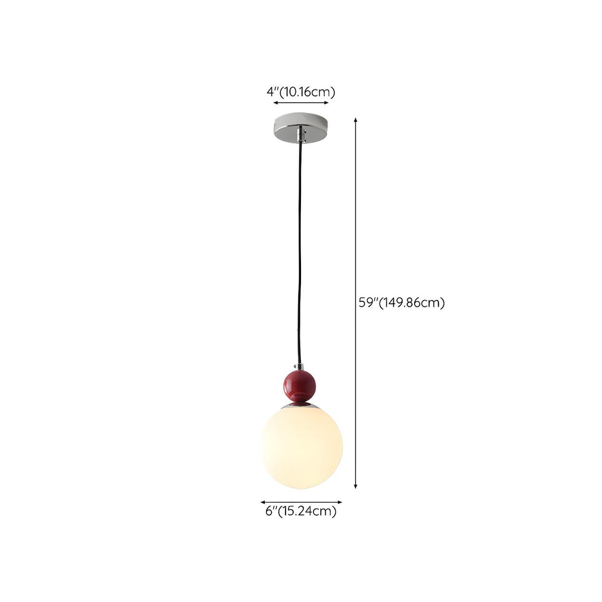 Modern Red Globe White Glass Dining Room Pendant Light 