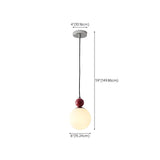 Modern Red Globe White Glass Dining Room Pendant Light #size