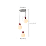 Modern Red Globe White Glass Dining Room Pendant Light Image - 17