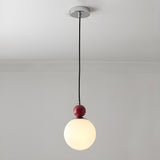 Modern Red Globe White Glass Dining Room Pendant Light Image - 6