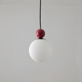 Modern Red Globe White Glass Dining Room Pendant Light Image - 9