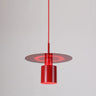 Modern Red Metal Disc Cylinder Bedroom Pendant Light Image - 1