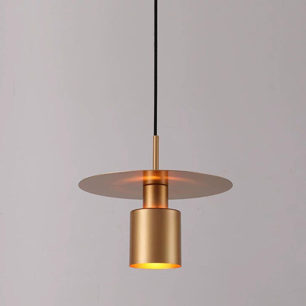 Modern Red Metal Disc Cylinder Bedroom Pendant Light Image - 7