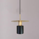 Modern Red Metal Disc Cylinder Bedroom Pendant Light Image - 9