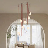 Modern Red Multi Globe White Glass Pendant Light Image - 1