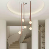 Modern Red Multi Globe White Glass Pendant Light Image - 17