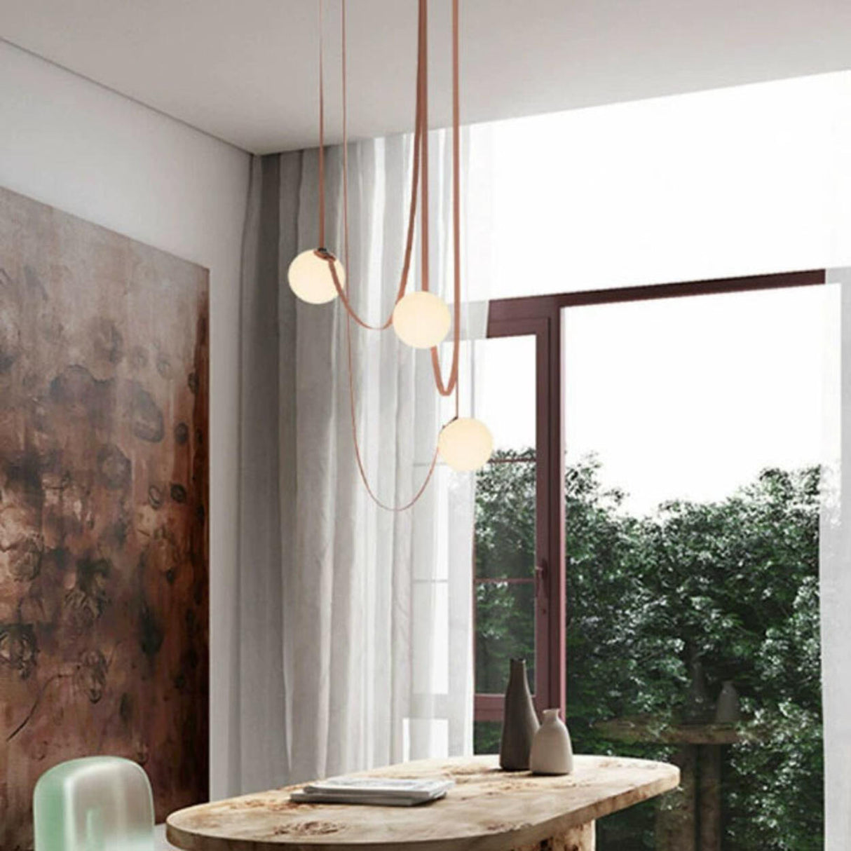 Modern Red Multi Globe White Glass Pendant Light Image - 3