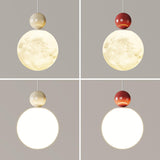 Modern Red Resin Triple Glass Globe Pendant Light Image - 12