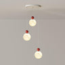 Modern Red Resin Triple Glass Globe Pendant Light Image - 13