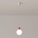 Modern Red Resin Triple Glass Globe Pendant Light Image - 2