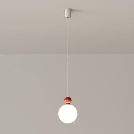 Modern Red Resin Triple Glass Globe Pendant Light Image - 2