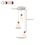 Modern Red Resin Triple Glass Globe Pendant Light Image - 21