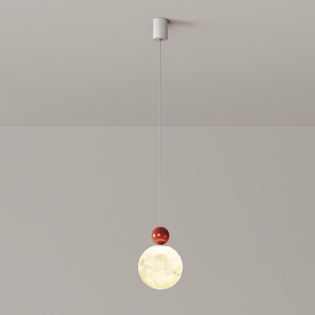 Modern Red Resin Triple Glass Globe Pendant Light Image - 5