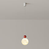 Modern Red Resin Triple Glass Globe Pendant Light Image - 5