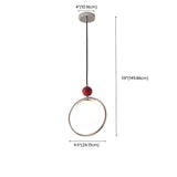 Modern Red Triple Chrome Ring Glass Globe Pendant Light #size