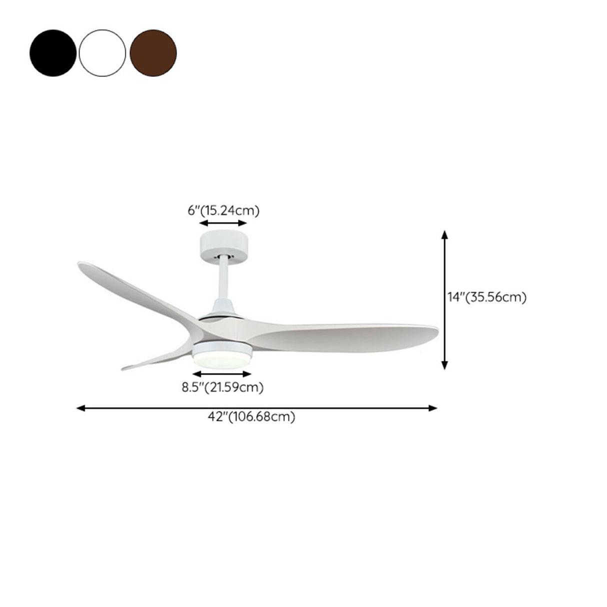 Modern Remote 3 Blade Wood Ceiling Fan with LED Light 