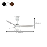 Modern Remote 3 Blade Wood Ceiling Fan with LED Light #size