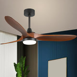 Modern Remote 3 Blade Wood Ceiling Fan with LED Light Image - 5