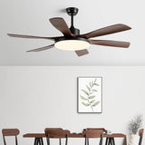 Modern Remote 6 Blade Down Rod Ceiling Fan with Light Image - 1