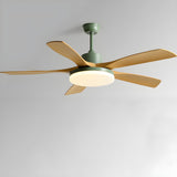 Modern Remote 6 Blade Down Rod Ceiling Fan with Light Image - 10