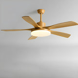 Modern Remote 6 Blade Down Rod Ceiling Fan with Light Image - 11