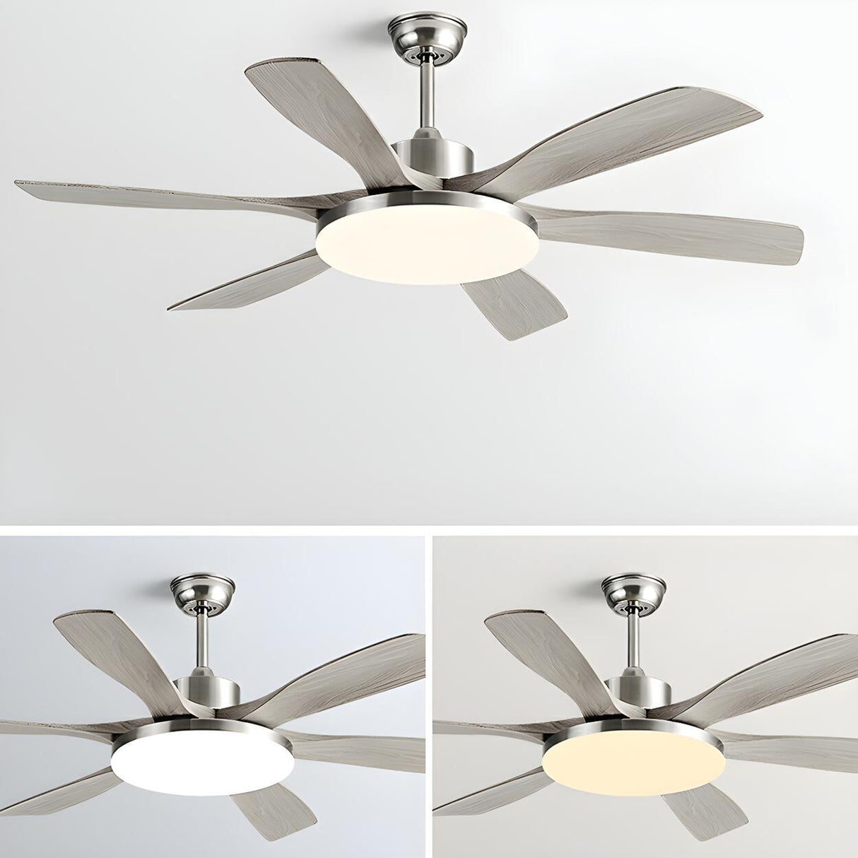 Modern Remote 6 Blade Down Rod Ceiling Fan with Light Image - 19