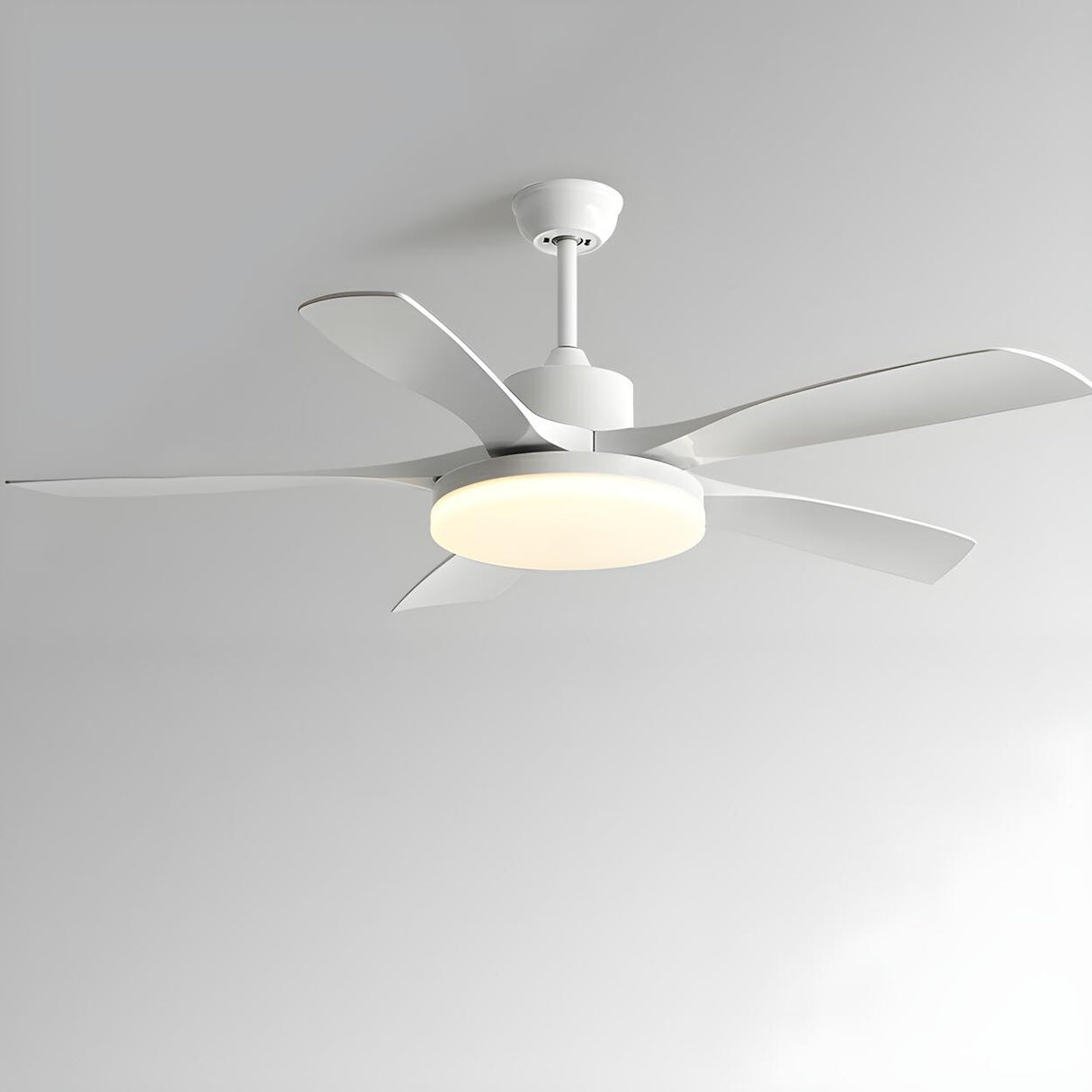 Modern Remote 6 Blade Down Rod Ceiling Fan with Light Image - 2