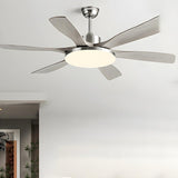 Modern Remote 6 Blade Down Rod Ceiling Fan with Light Image - 5