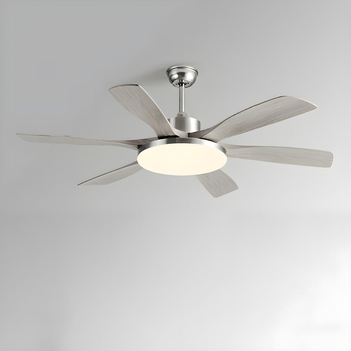 Modern Remote 6 Blade Down Rod Ceiling Fan with Light Image - 6